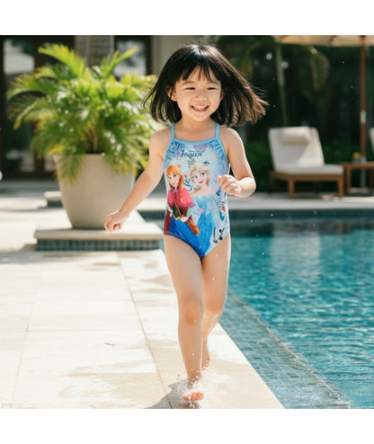 Maillot de bain une pièce La Reine des Neiges bleu