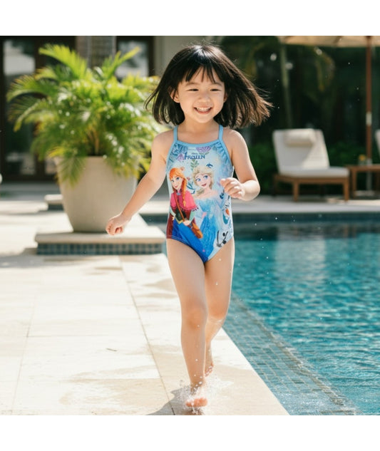 Maillot de bain une pièce La Reine des Neiges bleu